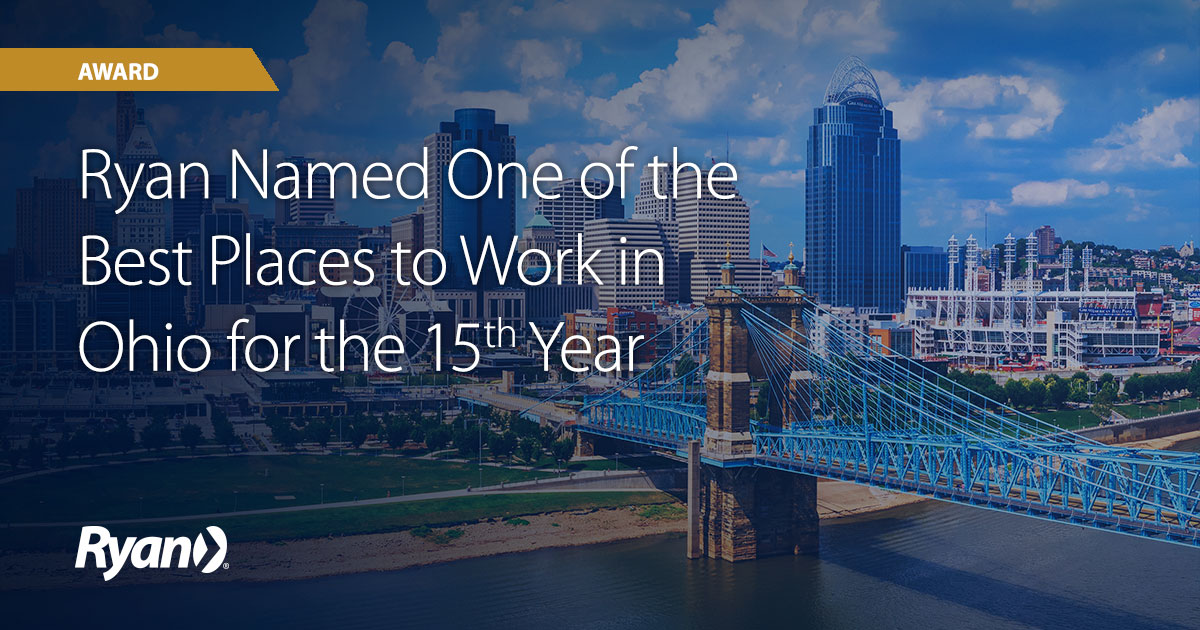 Ryan Named One of the Best Places to Work  in Ohio for the 15th Year